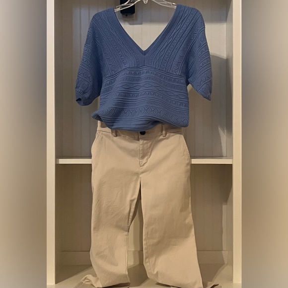 VENUS Short Sleeve Knit Sweater V-Neck / V-Back | Carolina Tarheel Blue! | M - Picture 7 of 8